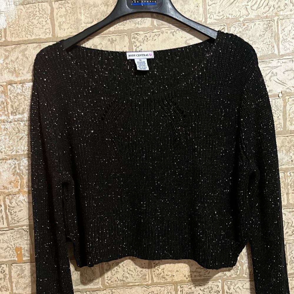 Body Central Black and Sparkle Super Cute Sweater